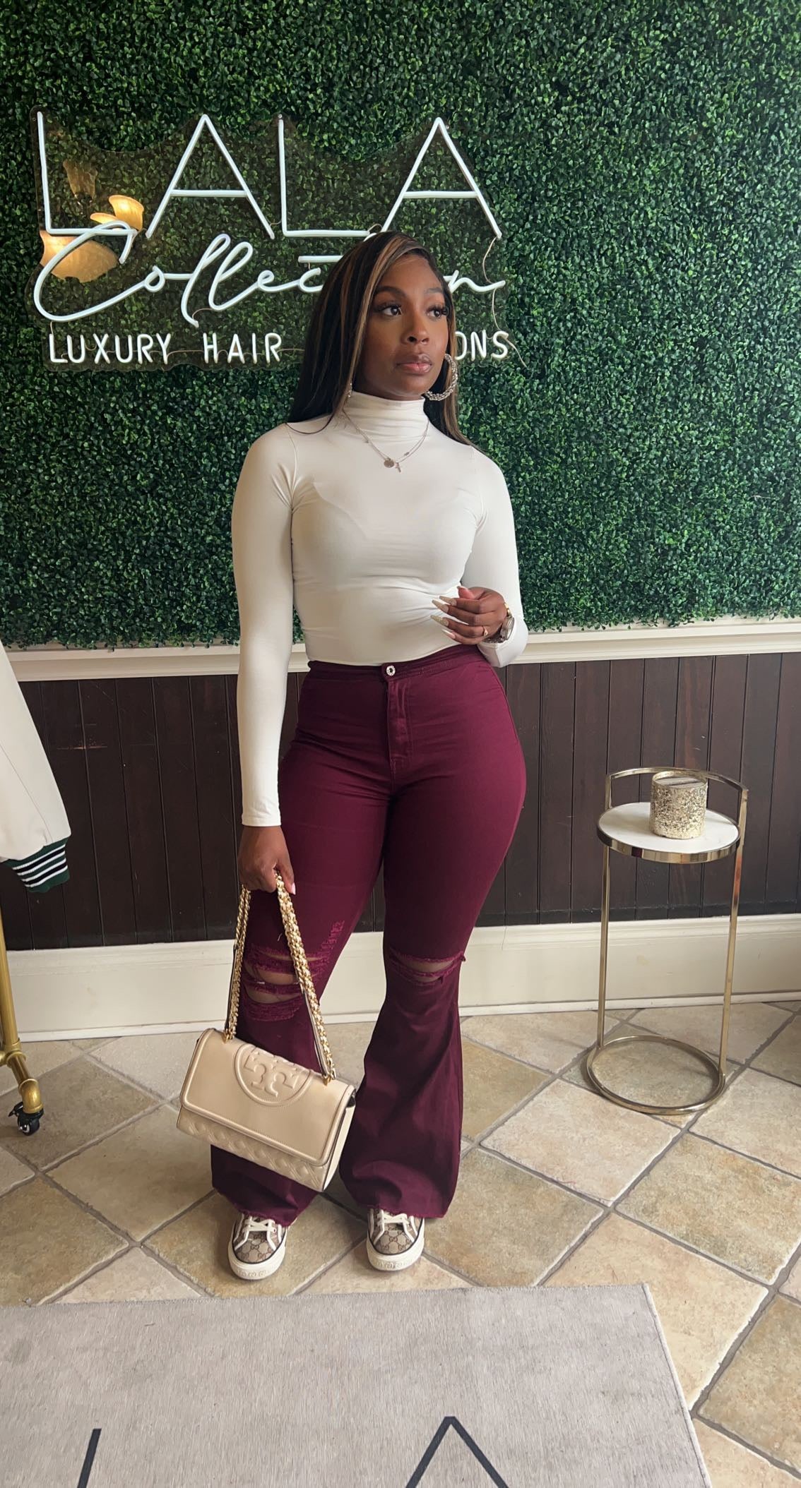 High Rise Flare Pant (burgundy)