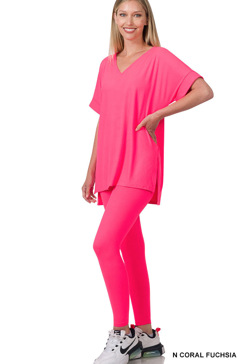 Layla Set ( Neon Coral Fuchsia)