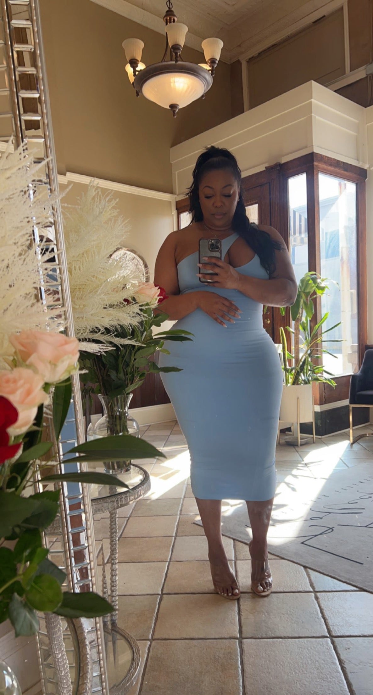 The Perfect Date Night Dress (Black and Sky Blue)