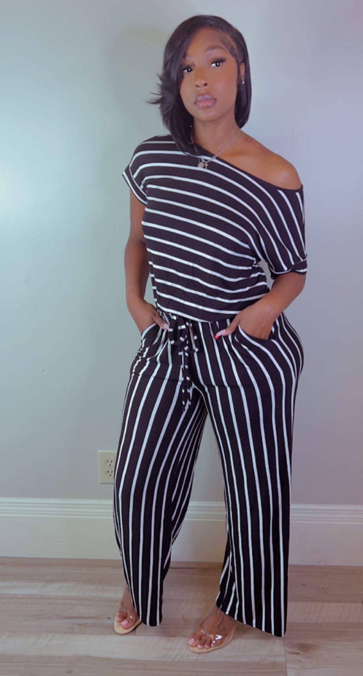 Pinstripe Jumpsuit (Black)