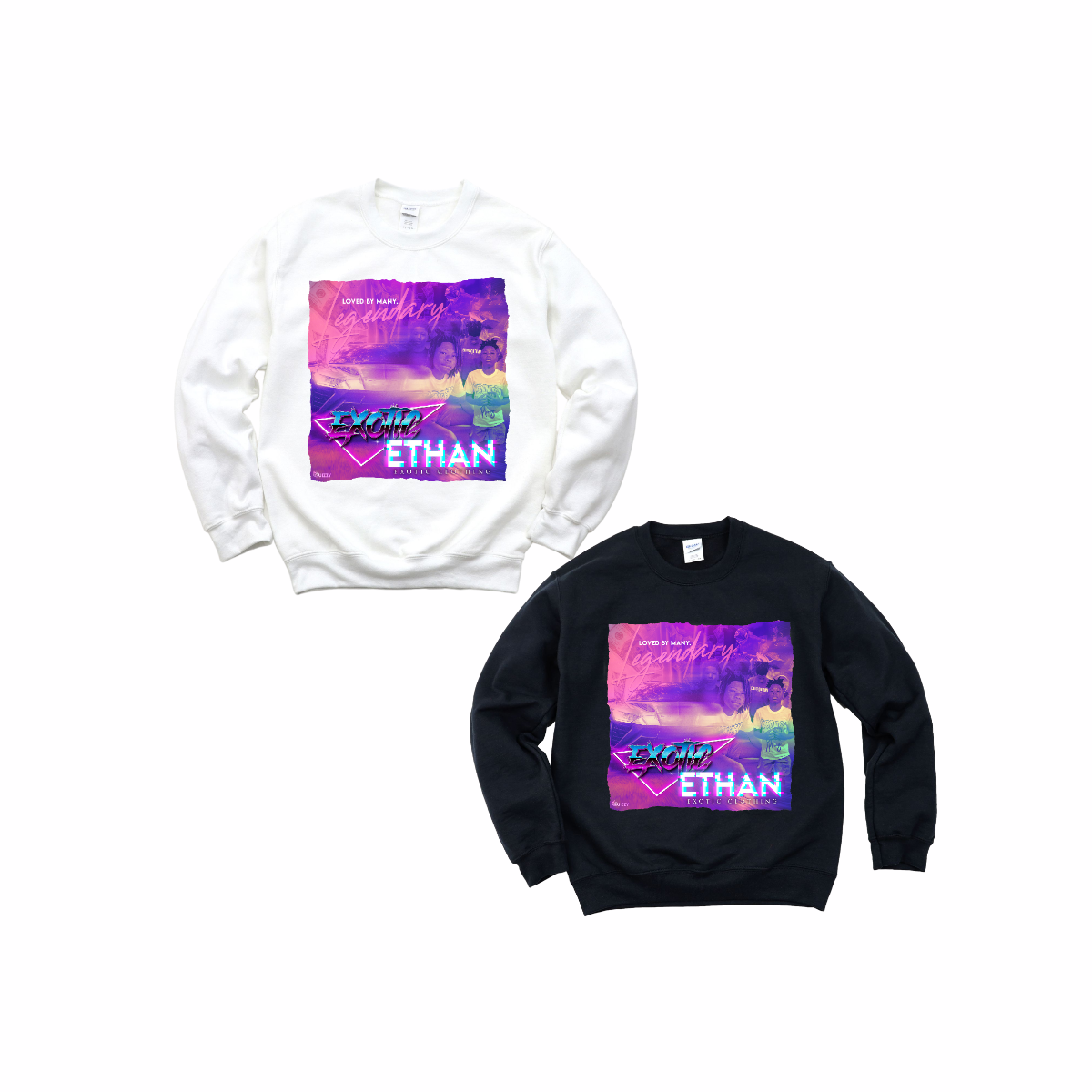 Exotic Ethan Sweatshirt and Hoodie (White)